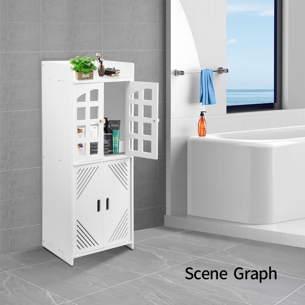 Schmaler Badschrank in Weiß – Platzsparender Badezimmerschrank mit 3 Ebenen (92 cm)