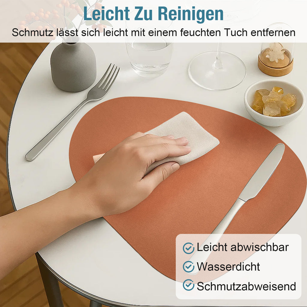 Edles Kunstleder-Tischset (12-teilig) – 6 Ovale Platzsets & 6 Untersetzer