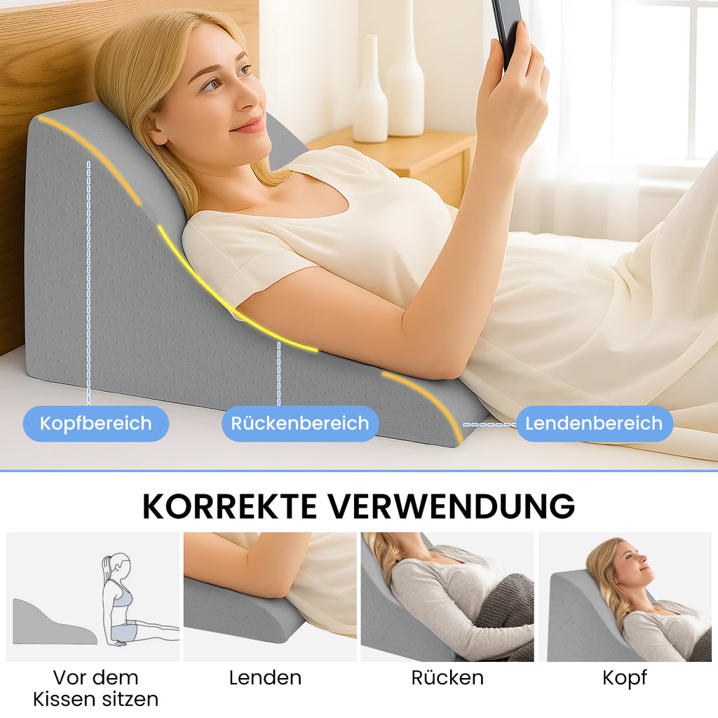 Ergonomisches Lesekissen & Keilkissen – Komfort-Rückenstütze für Bett & Sofa
