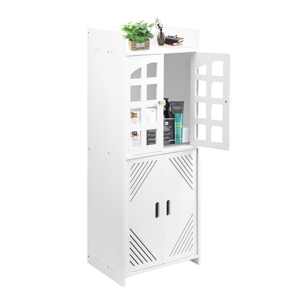 Schmaler Badschrank in Weiß – Platzsparender Badezimmerschrank mit 3 Ebenen (92 cm)