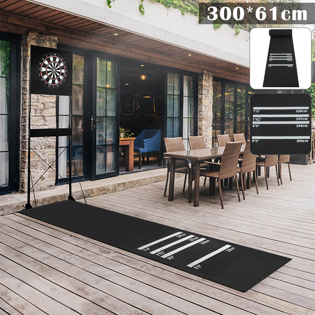 Profi-Dartmatte mit 4 Abwurflinien – Rutschfester Bodenschutz (300 x 62 cm)