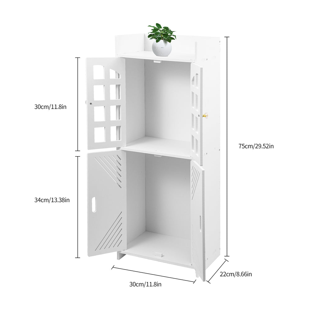 Schmaler Badschrank in Weiß – Platzsparender Badezimmerschrank mit 3 Ebenen (92 cm)