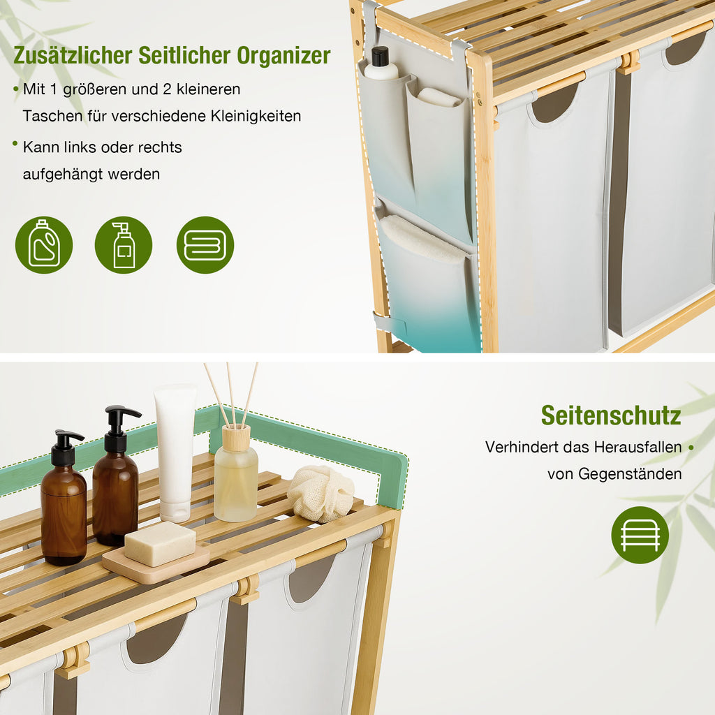 Premium Wäschesammler 150L mit 3 Fächern