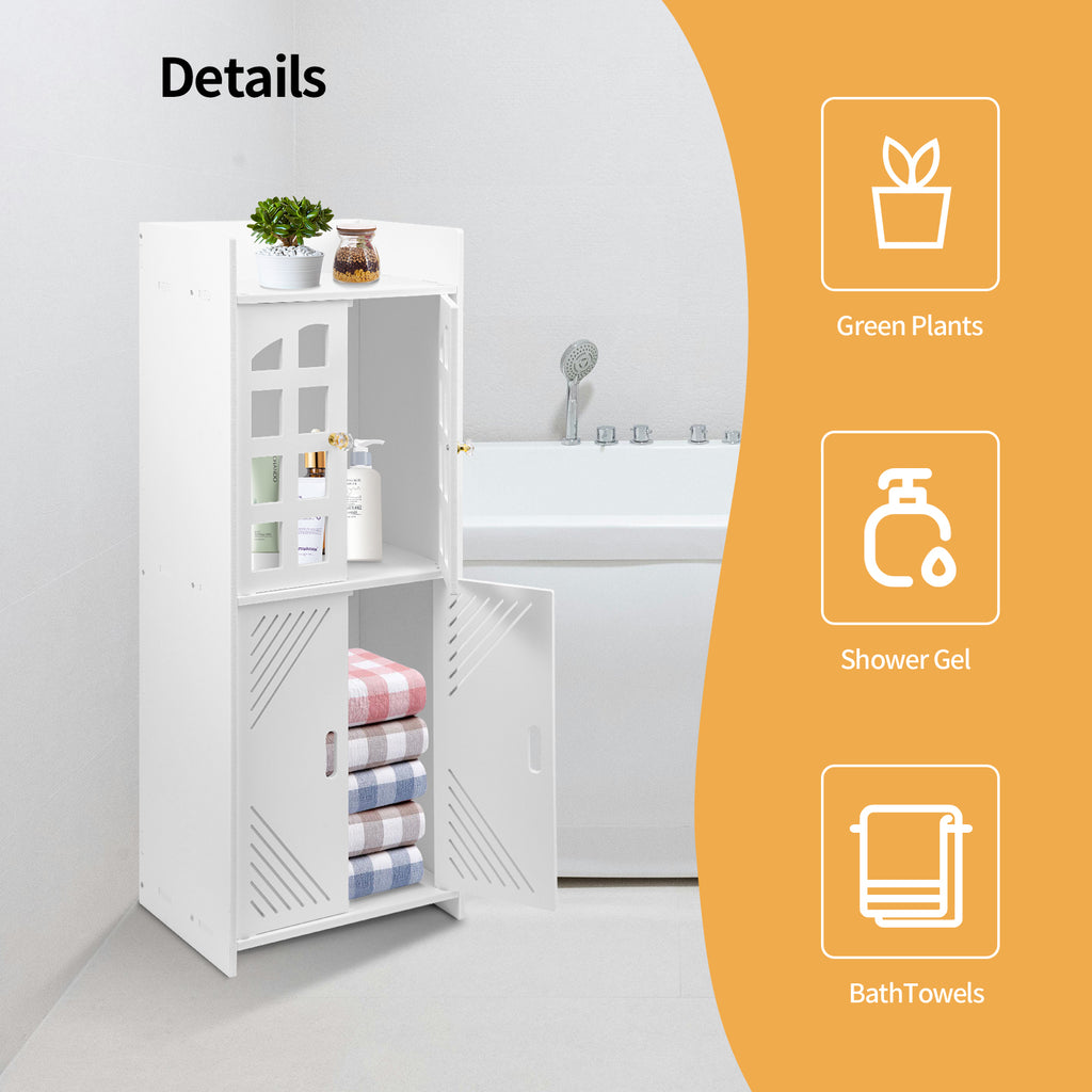 Schmaler Badschrank in Weiß – Platzsparender Badezimmerschrank mit 3 Ebenen (92 cm)