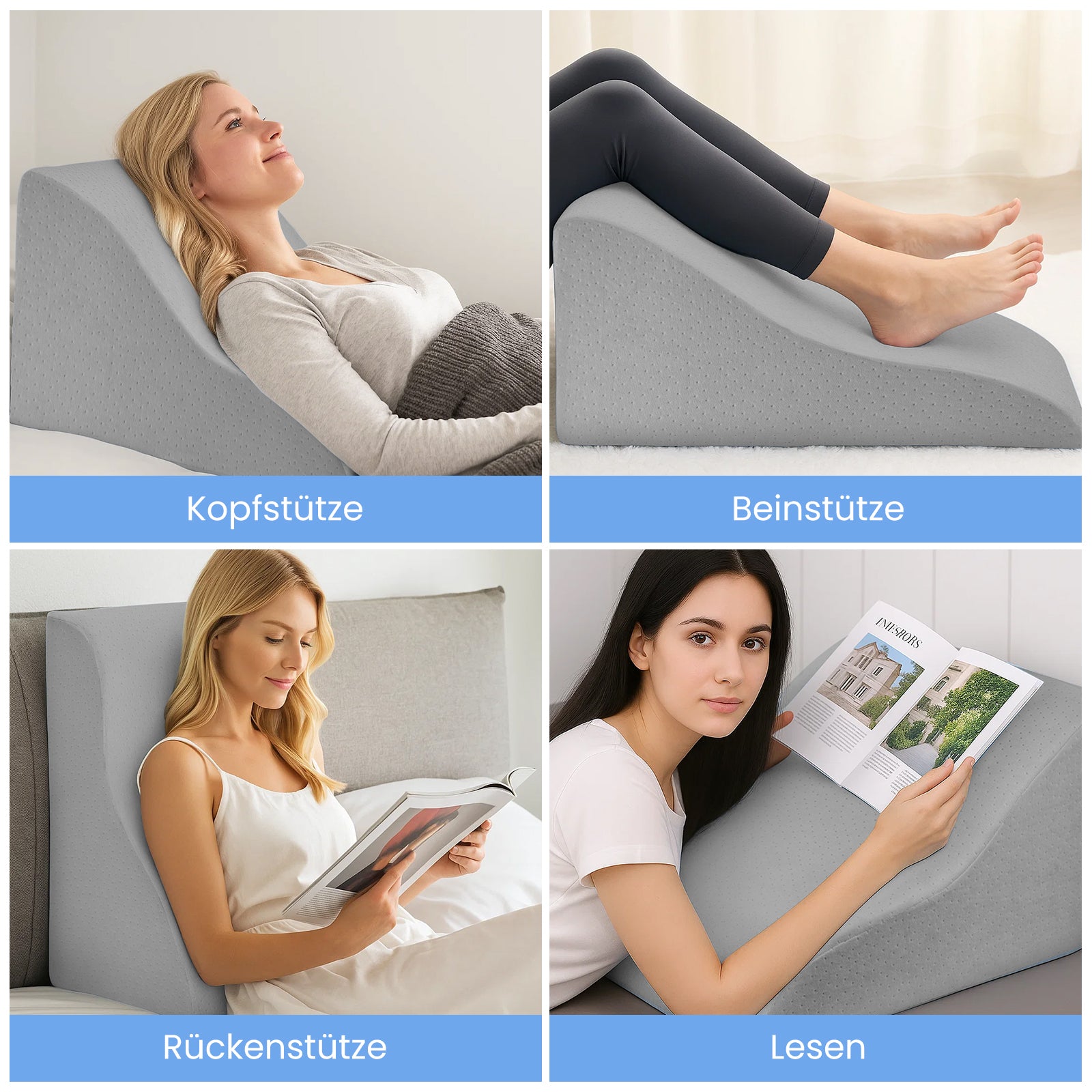 Ergonomisches Lesekissen & Keilkissen – Komfort-Rückenstütze für Bett & Sofa