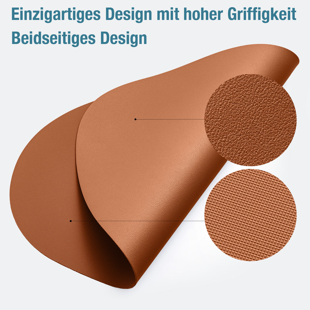 Edles Kunstleder-Tischset (12-teilig) – 6 Ovale Platzsets & 6 Untersetzer