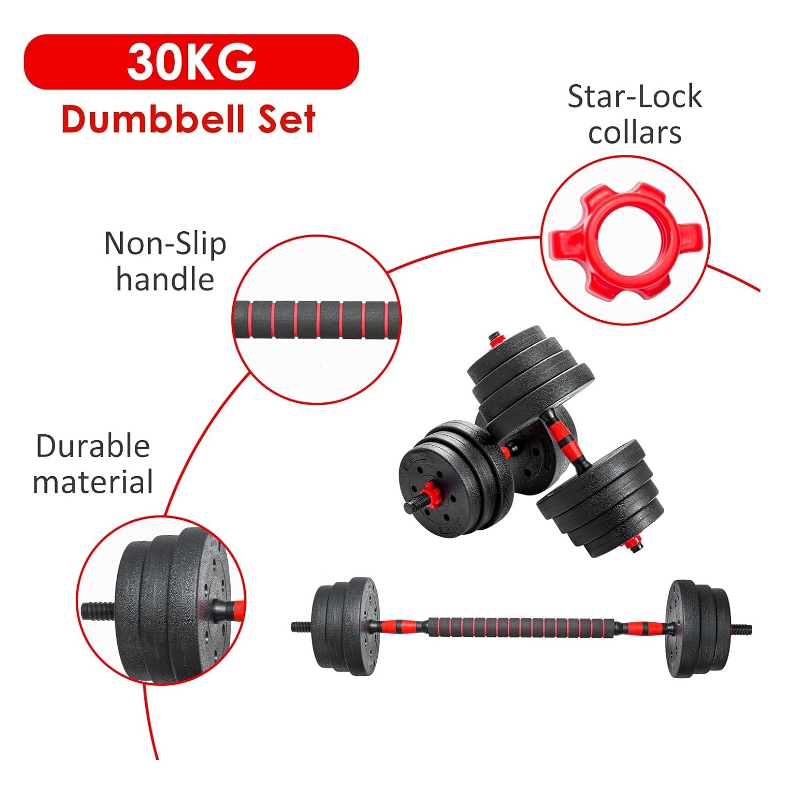30kg Hantelset mit Verbindungsstange