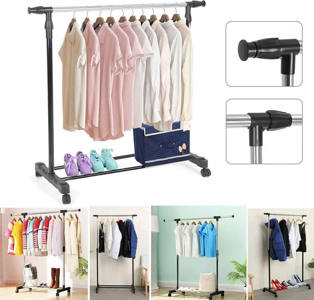 Ausziehbare Profi-Rollgarderobe – Stabiler Kleiderständer in Schwarz