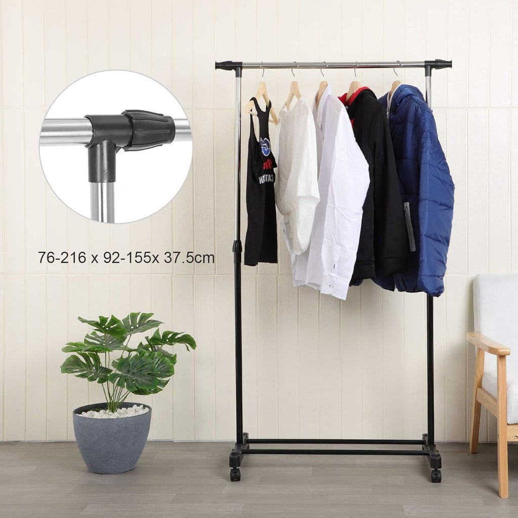 Ausziehbare Profi-Rollgarderobe – Stabiler Kleiderständer in Schwarz