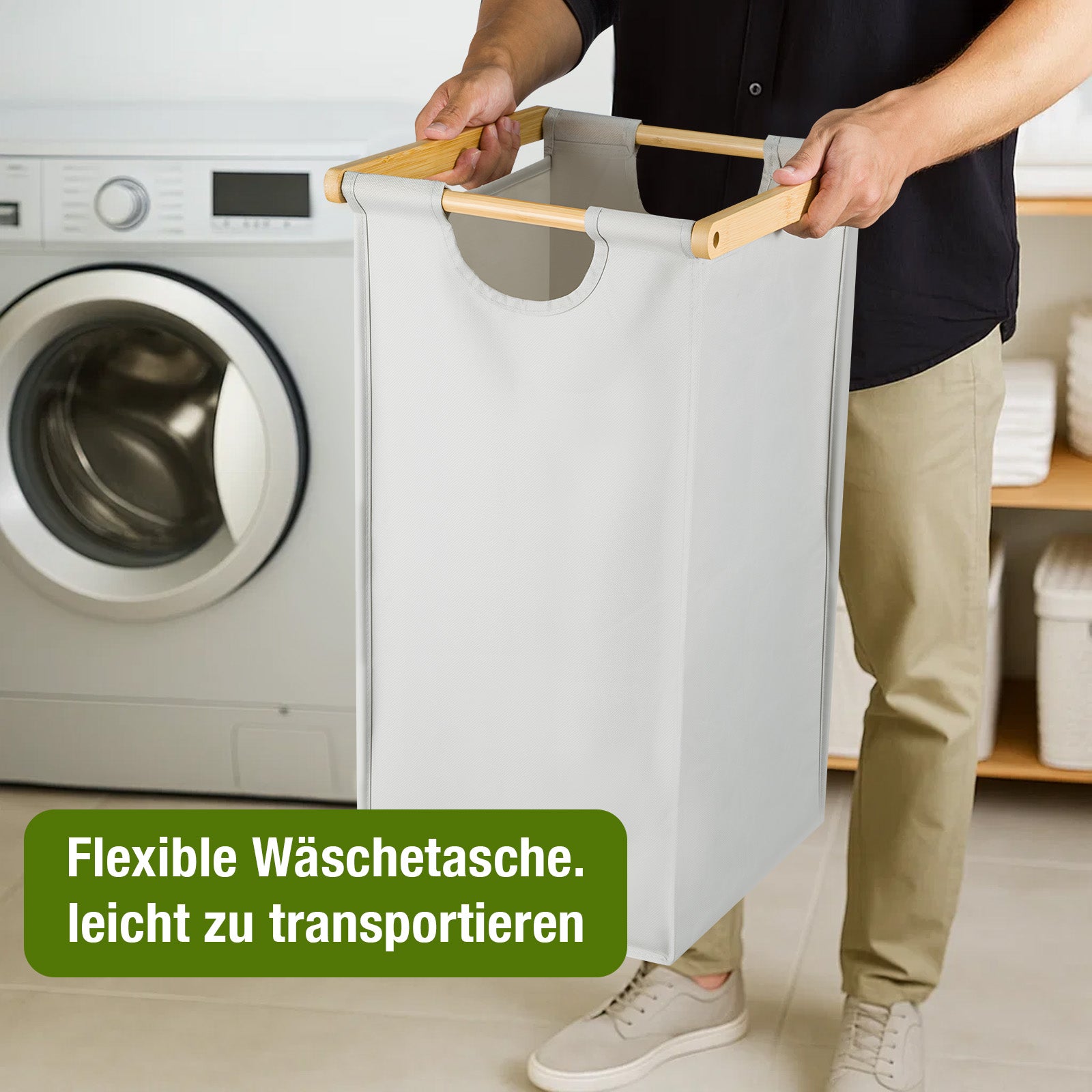 Premium Wäschesammler 150L mit 3 Fächern
