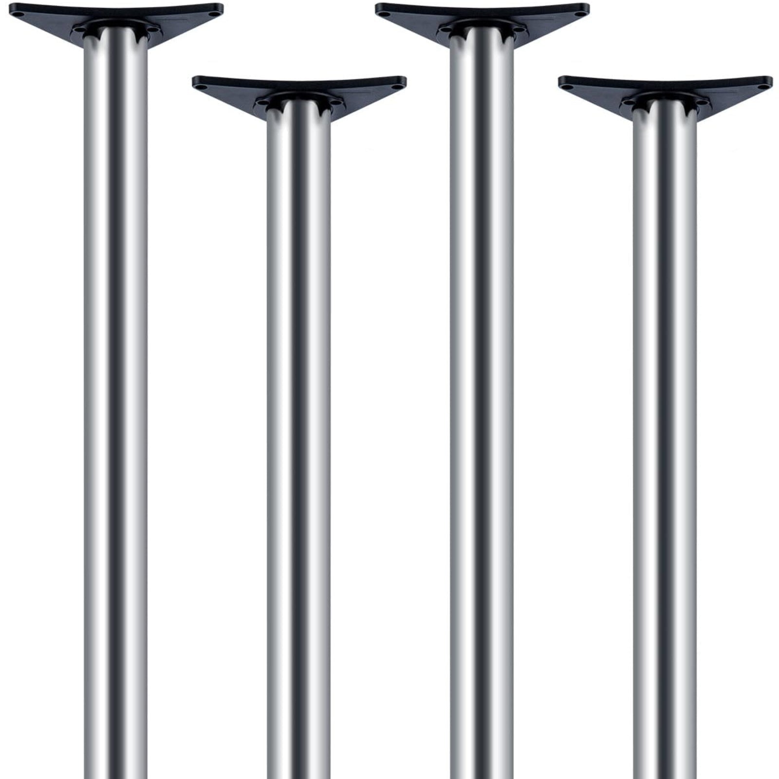 Premium Tischbeine 4er Set – Höhenverstellbare Barfuß-Säulen (870–890 mm) in Mattchrom