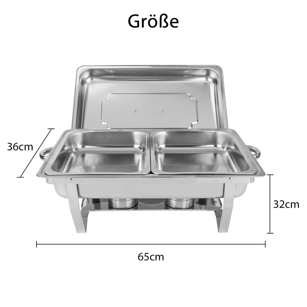 Profi Chafing Dish Set (9L) – Edelstahl Buffetwärmer mit 2x 1/2 GN-Behältern