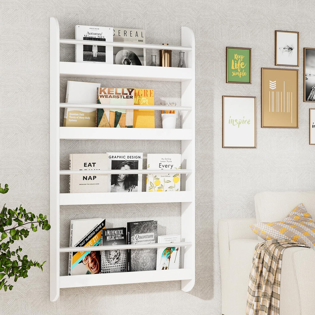 Wand-Bücherregal für Kinder – 4 Ebenen Platzsparendes Kinderregal (60 x 117 cm)