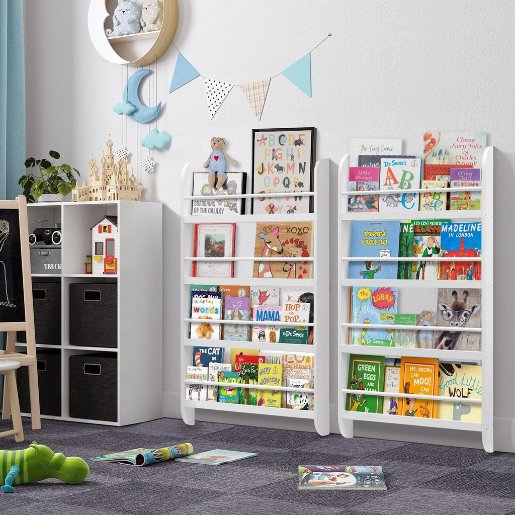 Wand-Bücherregal für Kinder – 4 Ebenen Platzsparendes Kinderregal (60 x 117 cm)