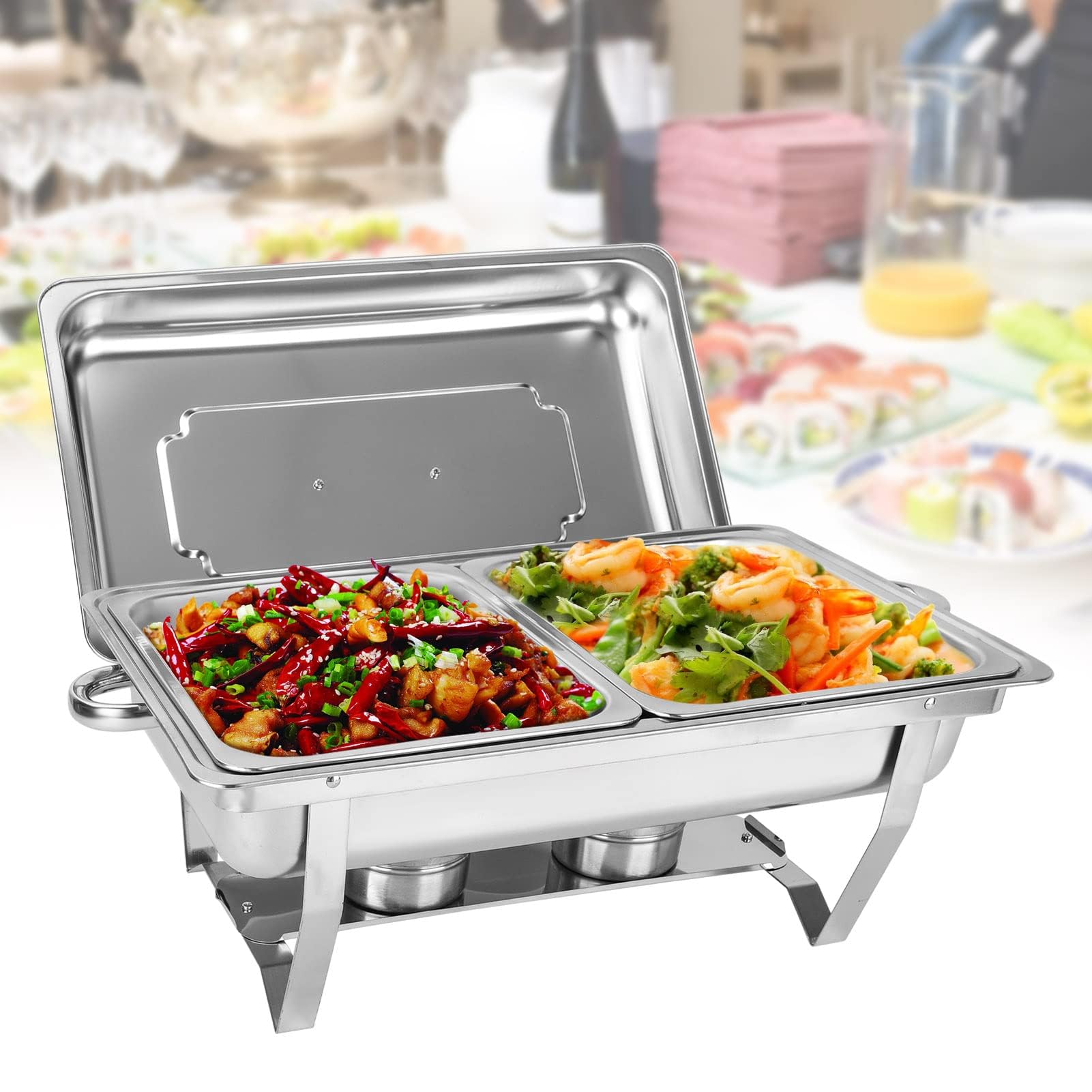 Profi Chafing Dish Set (9L) – Edelstahl Buffetwärmer mit 2x 1/2 GN-Behältern
