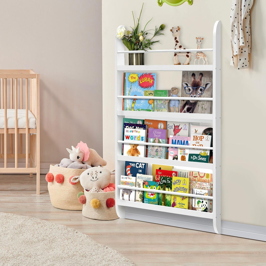 Wand-Bücherregal für Kinder – 4 Ebenen Platzsparendes Kinderregal (60 x 117 cm)