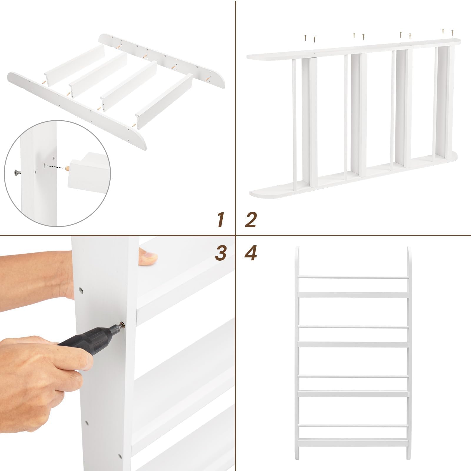 Wand-Bücherregal für Kinder – 4 Ebenen Platzsparendes Kinderregal (60 x 117 cm)